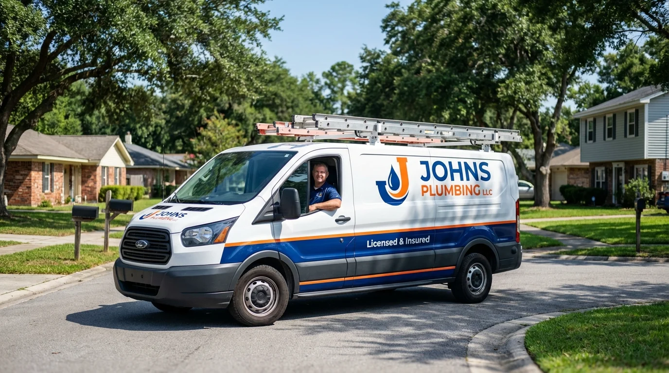 Johns Plumbing LLC service van in Veedersburg, IN
