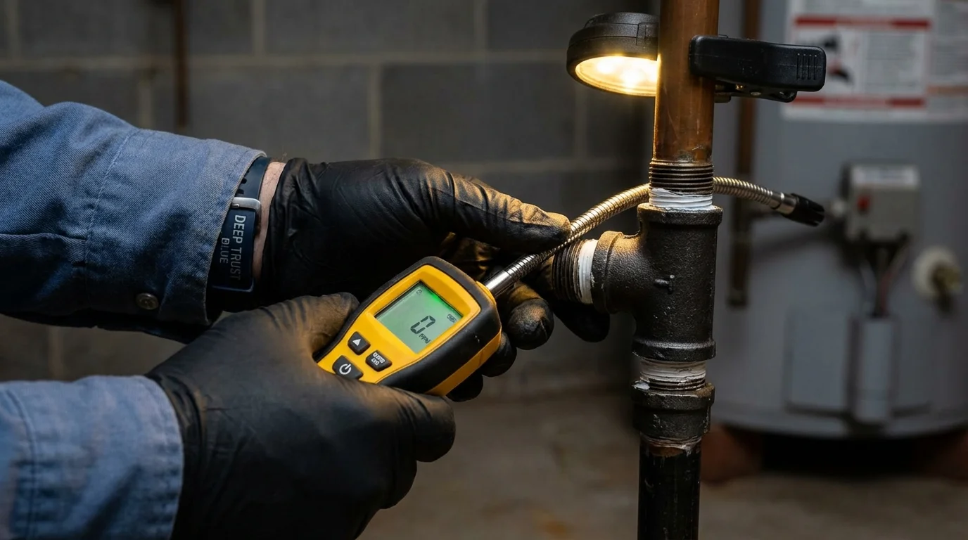 Gas leak detection with electronic sniffer by Johns Plumbing LLC in Veedersburg
