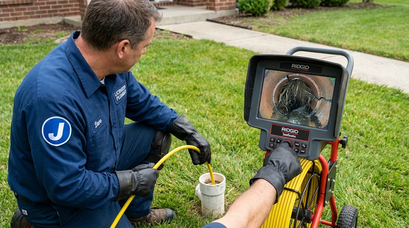 Sewer camera inspection being performed by Johns Plumbing LLC in Veedersburg