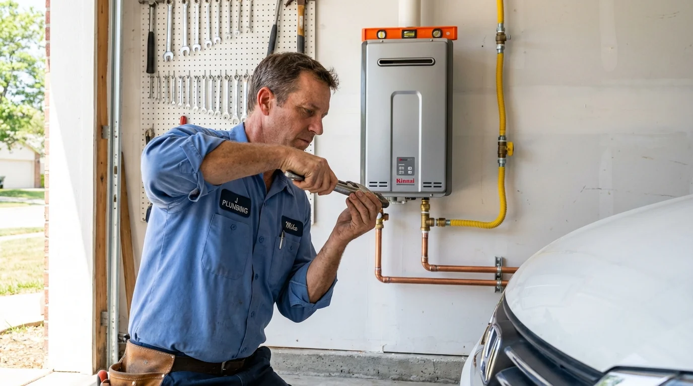 Tankless water heater installation by a Johns Plumbing LLC plumber in Veedersburg
